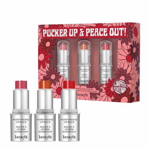 [Pucker up set] Benefit Pucker Up &amp; Peace Out! Moisturizing Lip Balm Trio